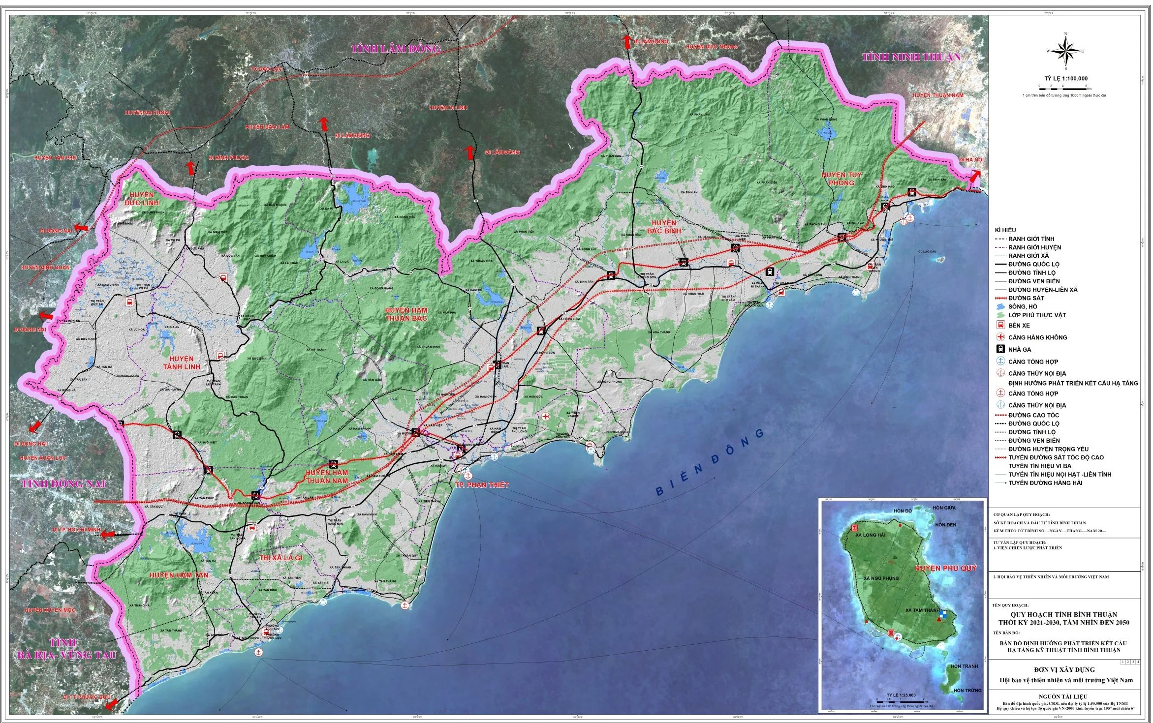 Bản đồ quy hoạch giao thông Bình Thuận tầm nhìn đến năm 2050