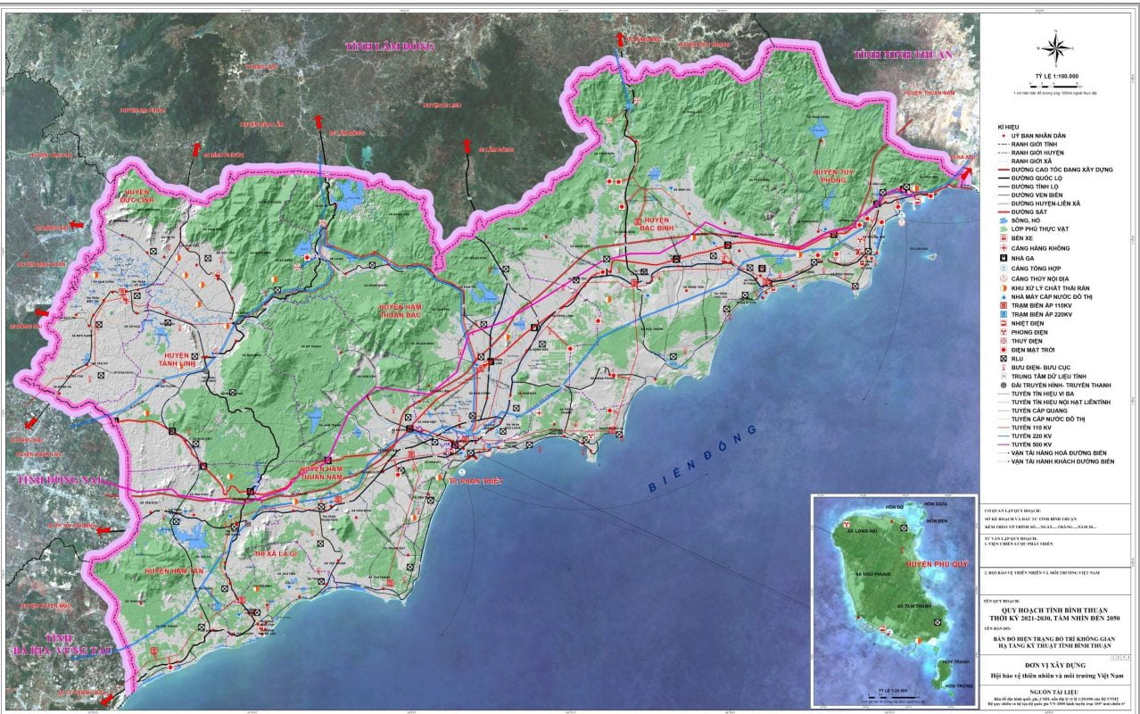 Bản đồ quy hoạch giao thông Bình Thuận tầm nhìn đến năm 2050