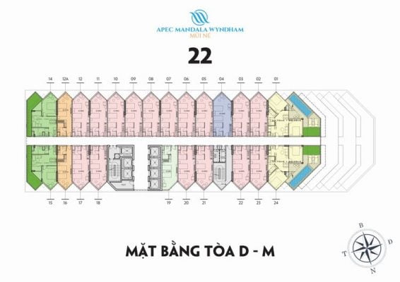Mặt bằng căn hộ tầng 22 Tòa Diamond và Marble