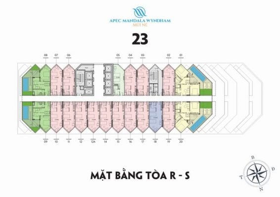 Mặt bằng căn hộ tầng 23 Tòa Ruby và Sapphire