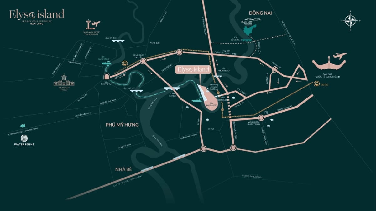 vị trí elyse island nam long đại phước